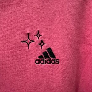 Womens Small Adidas Hoodie Pink Sweatshirt Star Heart Graphic Signature Pullover